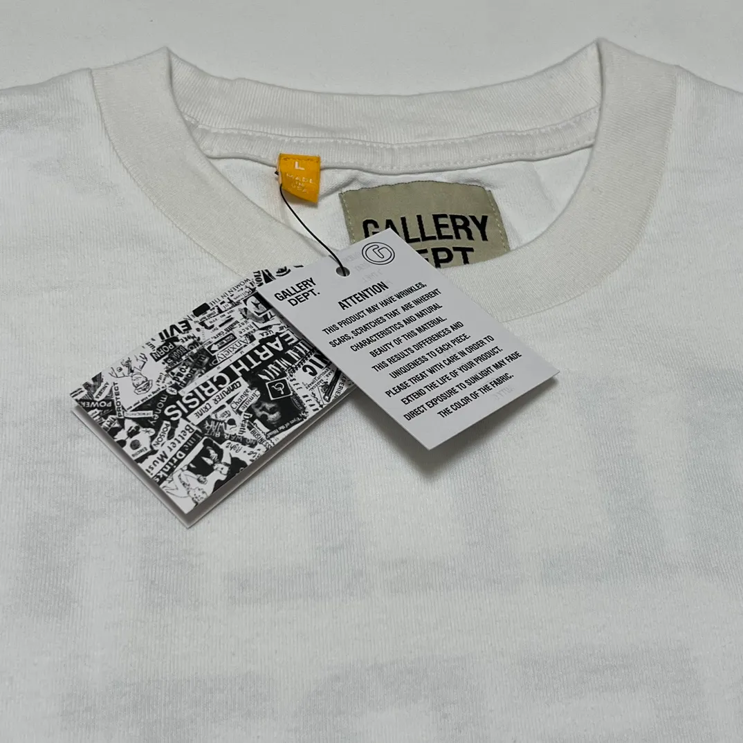 GALLERY DEPT. SOUVENIR L/S TEE English LOGO Basic Long Sleeve White S-XL Genuine Uniform Cylindrical No Side Seam Linen Cotton Fabric Garment Wash Preshrunk Correct Fit Correct Accessories